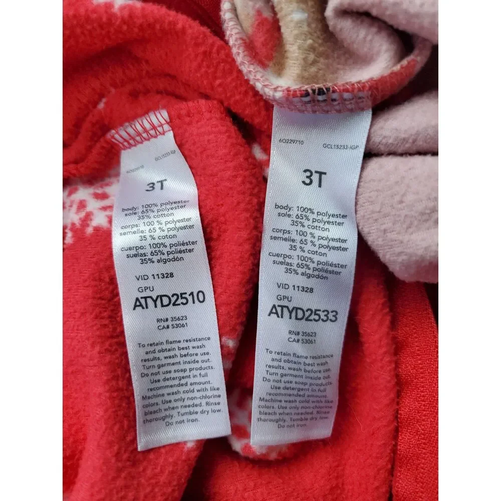 Just You by Carter's 3T Lot of 2 Fleece Footed One-Piece Pajamas Christmas Santa